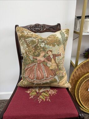 Vintage Rococo-style Jacquard woven tapestry pillow "Danza"